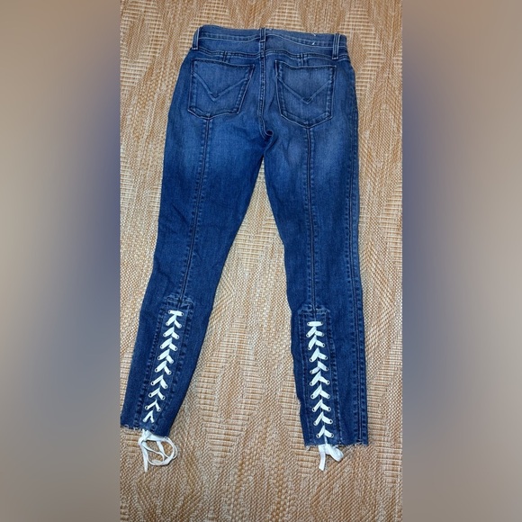 Hudson Nico Raw Hem Lace-Up Super Skinny Dark Wash Denim Jeans, Size 26 - Picture 7 of 9